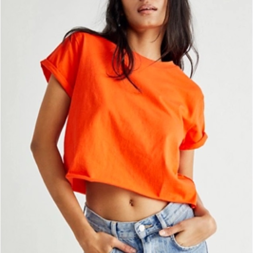 We The Free Neon Orange Perfect Tee